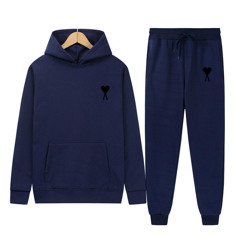 Spring Tide Brand Aml Classic Big Love Printing Men and Women the Same Couple Hooded Sweater Set