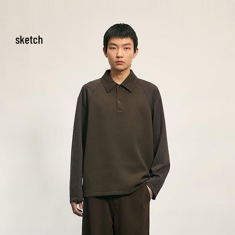 Men's H-Type Polo Collar Long Sleeve Pullover Sweatshirt