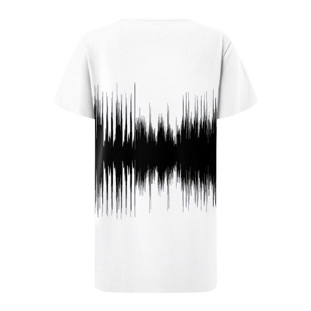 Women's Casual V-Neck Short Sleeve Chest Ruffle Printed Top