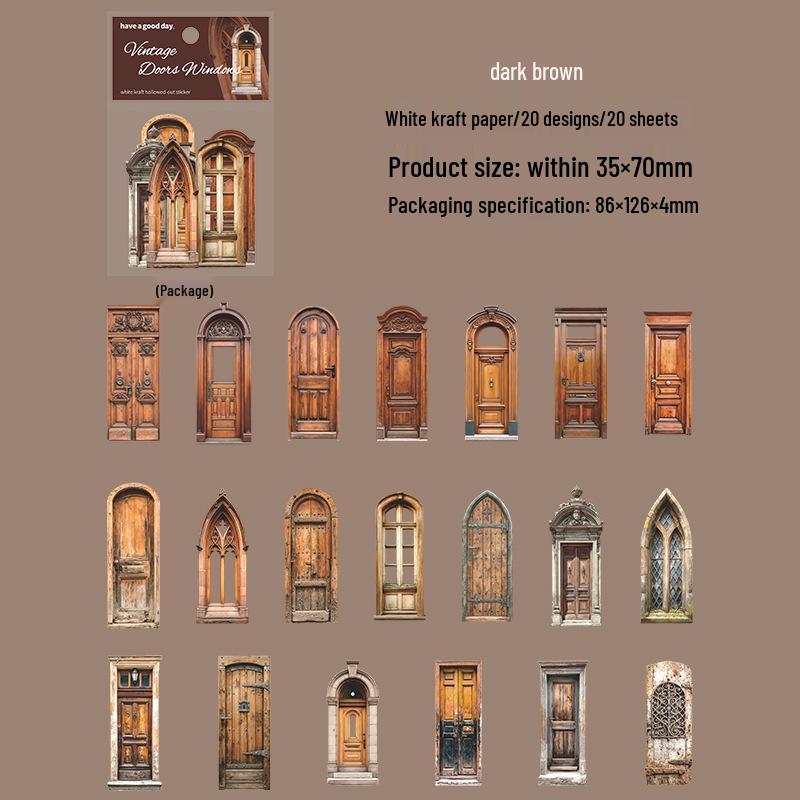 Beautiful Day Retro Window & Door Journal Stickers: Old Courtyard Series for Collage & Decoration