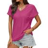 Women's Fashionable Casual Solid Color V-Neck Breathable T-Shirt Short Sleeved Top