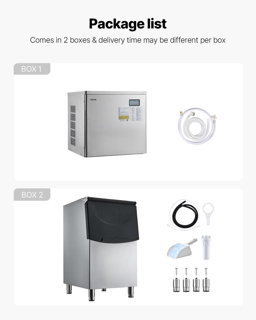 Commercial Ice Maker Machine, 204KG/24H Ice-Making Machine with 113KG Stainless Steel Storage Bin, Auto Self-Cleaning Ice Maker with Touchscreen for