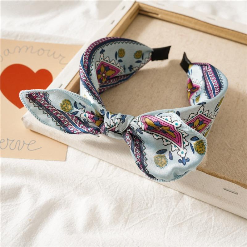 

Hair Accessory - Leopard Print Rabbit Ears Knotted Wide Version Hair Band for Women s Outdoor Updo Hair Clip Headband Accessory Blue handkerchief