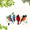 Spectacular Stained Glass Birds-on-a-wire Window Panel For Elegant Decor