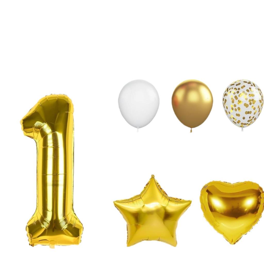 Boy And Girl One Year Old 40 Inch Aluminum Film Digital Birthday Balloon Set Latex Balloon Fishtail Flag Background Decoration