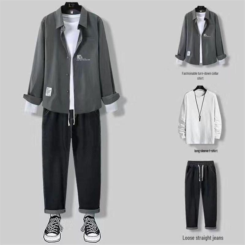 

Мужской трендовый повседневный наряд на весну и осень: Зрелый стиль Набор из двух или трех предметов L