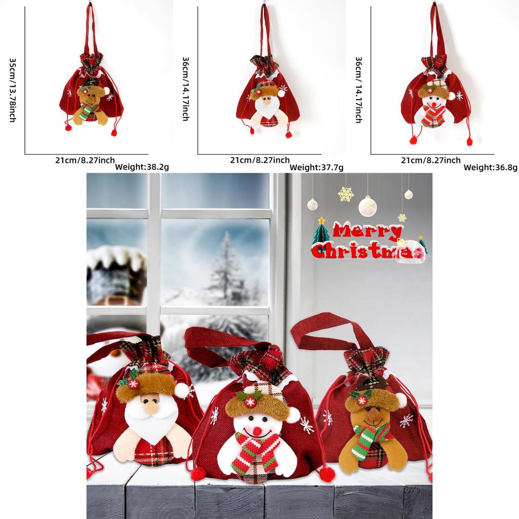 Cute Cartoon Christmas Treat Bags For Kids In Snowman Bear And Santa Styles