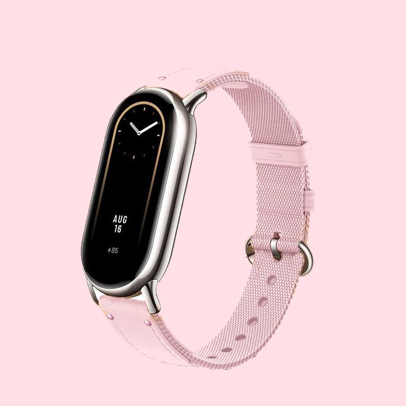 Strap for Xiaomi Band 8 Braided Bracelet Leather Nylon Watchband for Xiaomi Mi 8 Replacement Wristband Miband 8 Belt Accessories