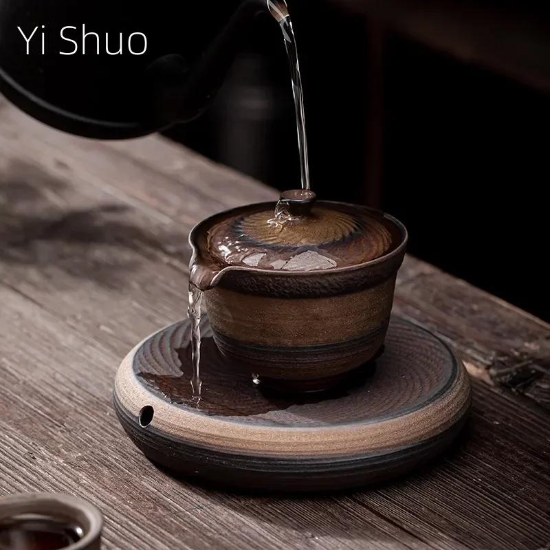 Japanese Gilding Hanbo Pot Porcelain Kung Fu Tea Set Teapot Single Tureen Household Retro Stoneware Tea Making Device Gaiwan