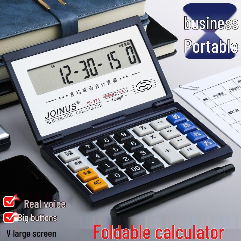 Compact Voice-Activated Pocket Calculator with Flip Cover