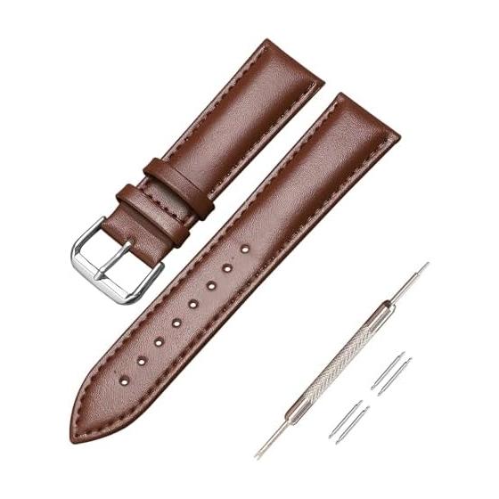 [Jumpsunfun] Watch Band 12mm~24mm Genuine Leather Watch Strap Calf Leather Watch Strap Universal Watch Replacement Bell (With Instruction Manual and