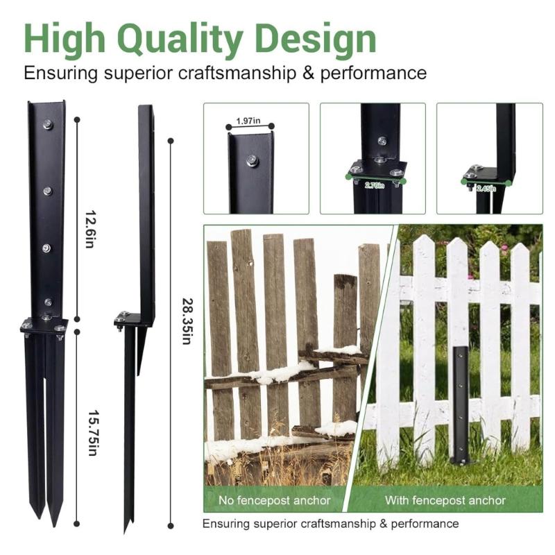 Steel Fence Support Pin Repair Stake Stabilizers 33.6Inch Fit for Fixing Tilted/Broken Wood Fence Post Easy Installation