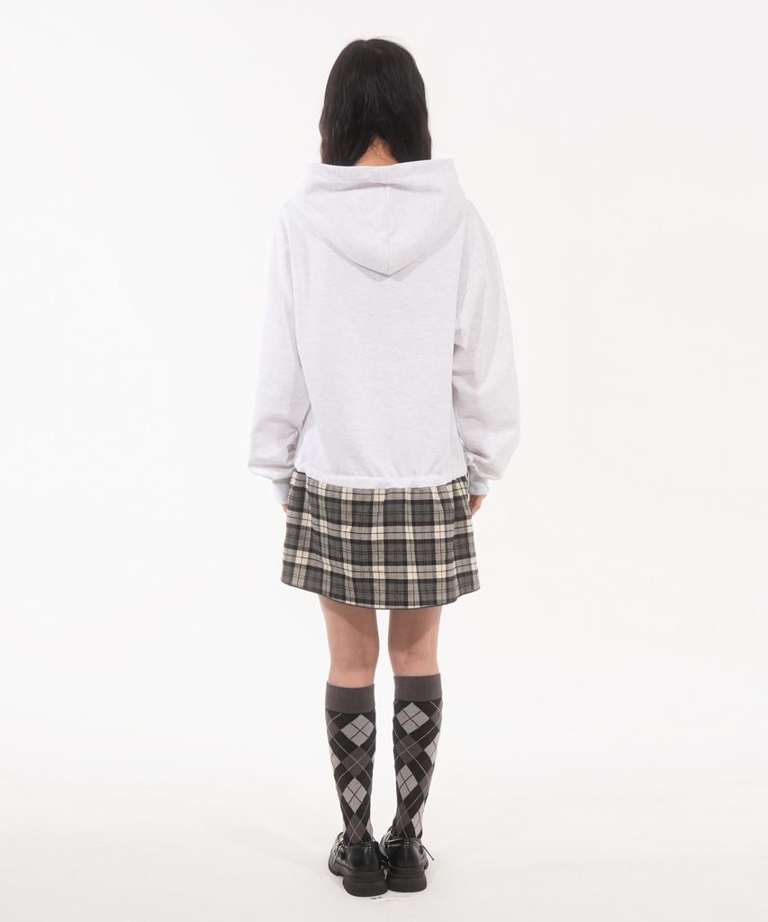 Panyoung Lovit Hooded Check Dress White Gray