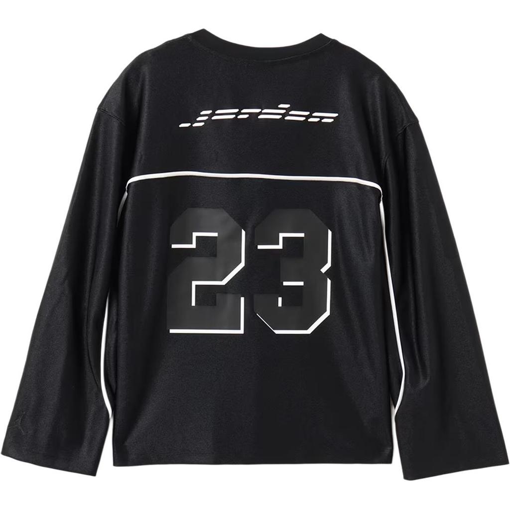 Jordan Wj Ls Jersey V-Neck Pullover Long Sleeve T-Shirt Women Tops Black HF9460-010