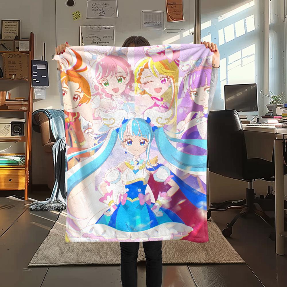 Pretty Cure Best Friends pattern Flannel Blanket, High quality Comfortable for All Seasons, Home Decor, Warmth and Comfort, Perfect for Gifts.