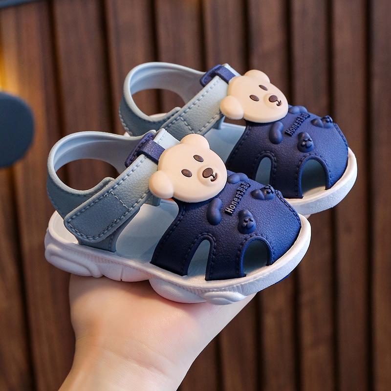 New Summer Solid Color Bear Children's Sandals Supply of Soft Sole Non-Slip Shoes for Older Children