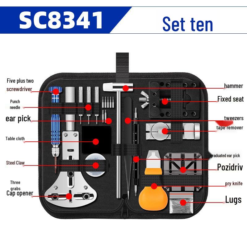 Mechanical Watch Repair Tool Set for Case, Band Removal, Link Adjustment, and Battery Replacement