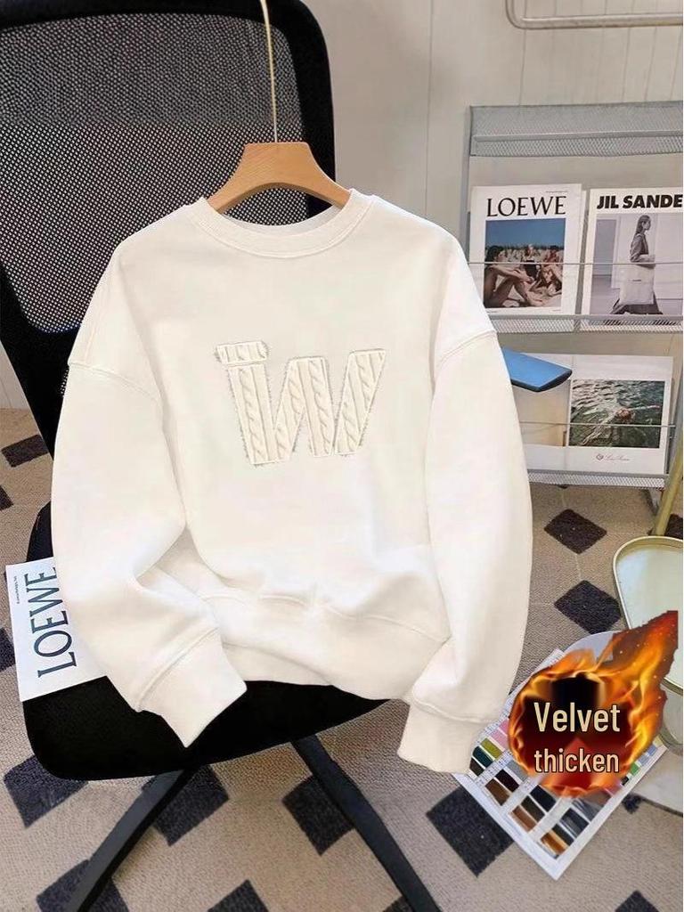 Men's 2025 Winter Trendy American Round Neck Plus Velvet Thick Hoodie – High Street Style Loose Fit Pullover