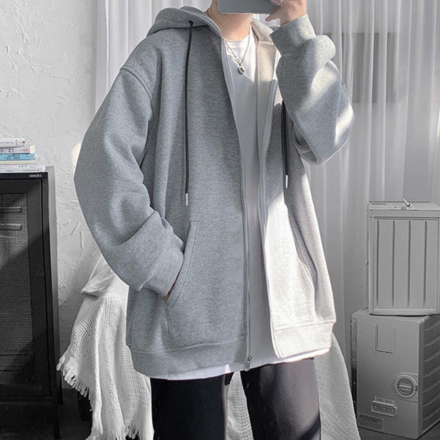 Herren Übergröße Fleecegefütterter Reißverschluss-Hoodie für Herbst und Winter