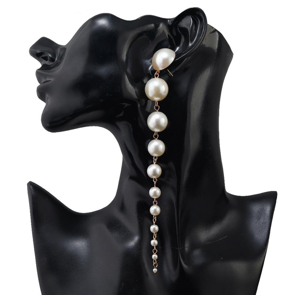 Handmade Earrings Pearls Tassels Earrings Women Long Dangle Earrings Pearls Texture Suitable for Party and Weddings