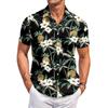 Men's Casual Short Sleeve Button Down Shirt Loose Fit Printed Tropical Palm Tree Pattern Lightweight Summer Beach Shirt