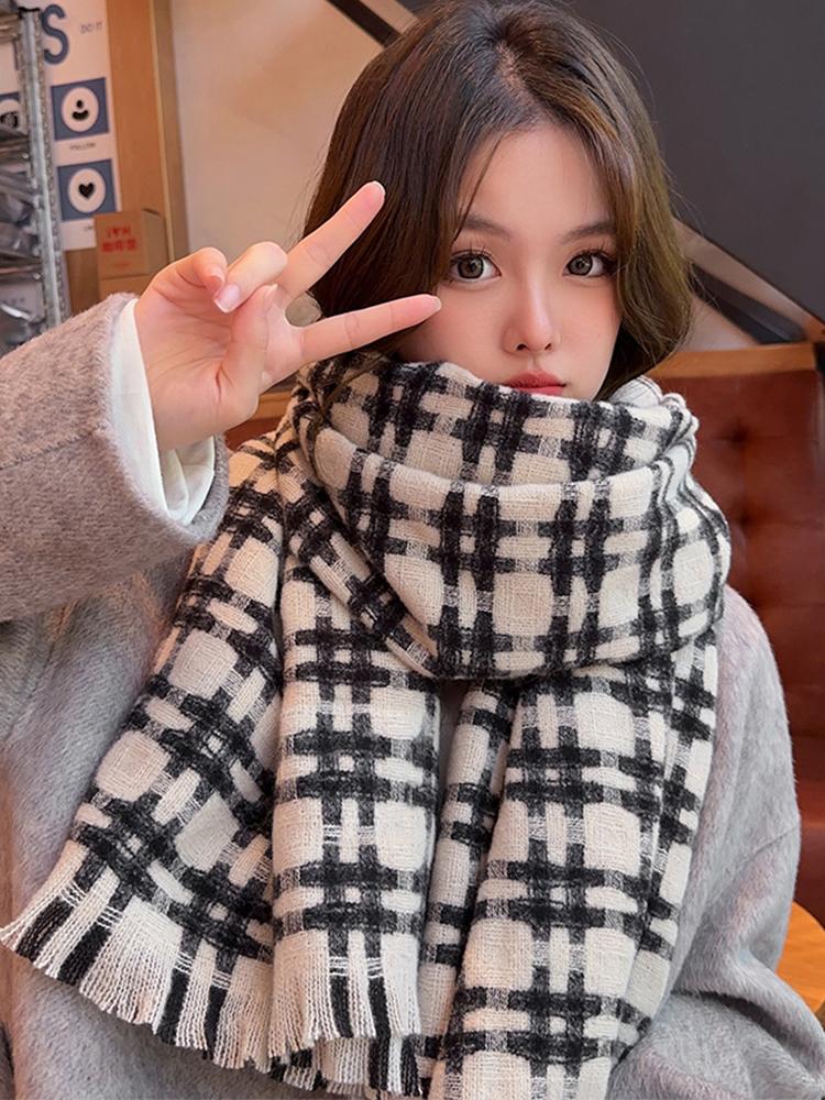 New Imitation Cashmere Women Scarf Winter Ladies Vintage Plaid Warm Scarve Pashmina Mujer Female Foulard Bufanda Wrap Shawl Men
