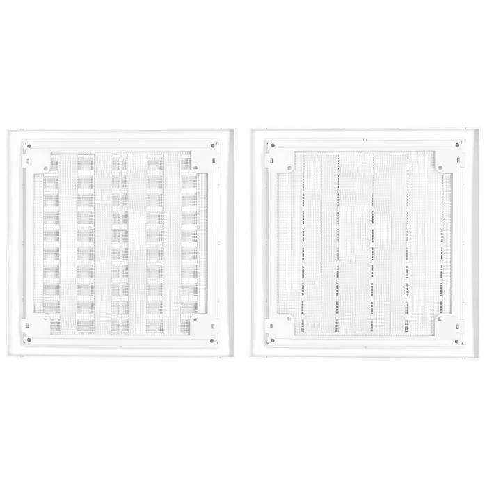 Grille d'aération - KOTARBAU - 200 x 200 mm - Plastique blanc - Moustiquaire - Lamelles réglables