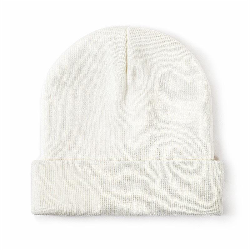 

Winter Warm Knitted Beanie with Logo Option - Solid Color Cuff Ski Hat One Size