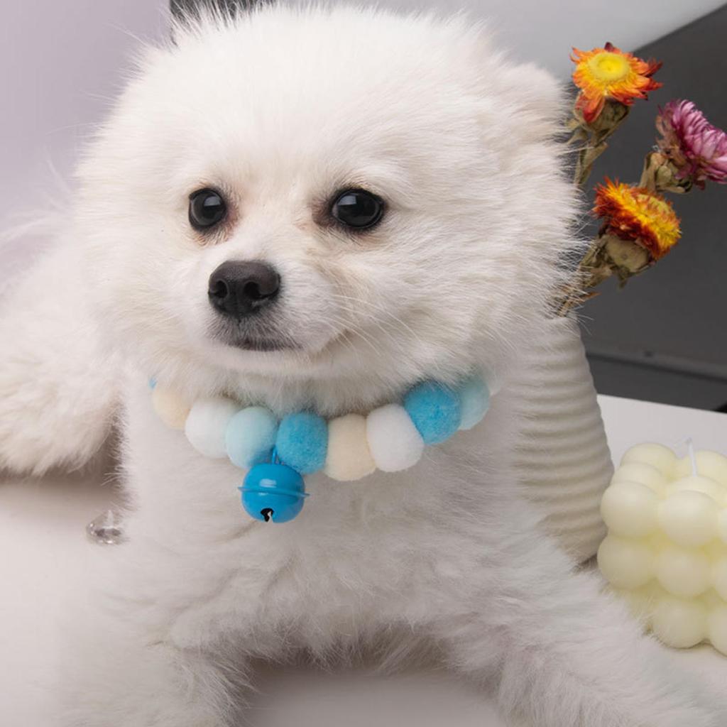 Pet Dog Bow Tie Rainbow Flower Hair Ball Necklace Cat Collar Pet Cat Bowties Neckties Dog Grooming Accessories