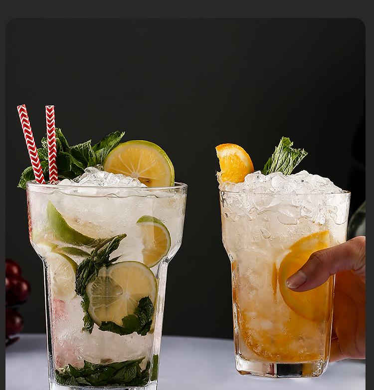 Large Glass Cup, Creative Cocktail Cup, Fruit Tea Beverage Cup, Vertical Simple Bar, Party Accessories, Home Office Drinking Cup
