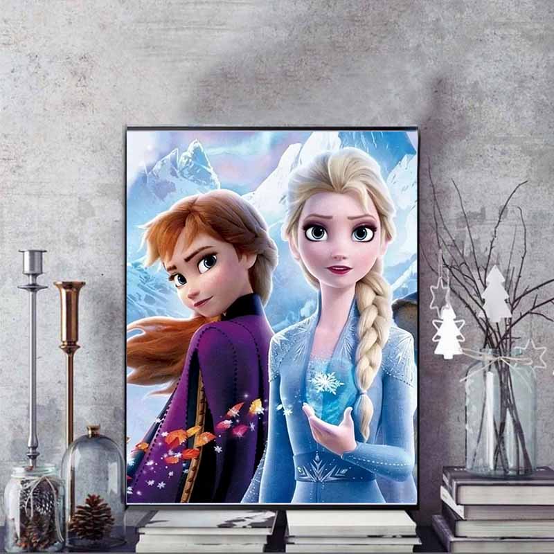Disney Diamond Painting 5D Diy Frozen Elsa And Anna Illustration Art Mosaic Embroidery Decoration Cross Stitch Gift