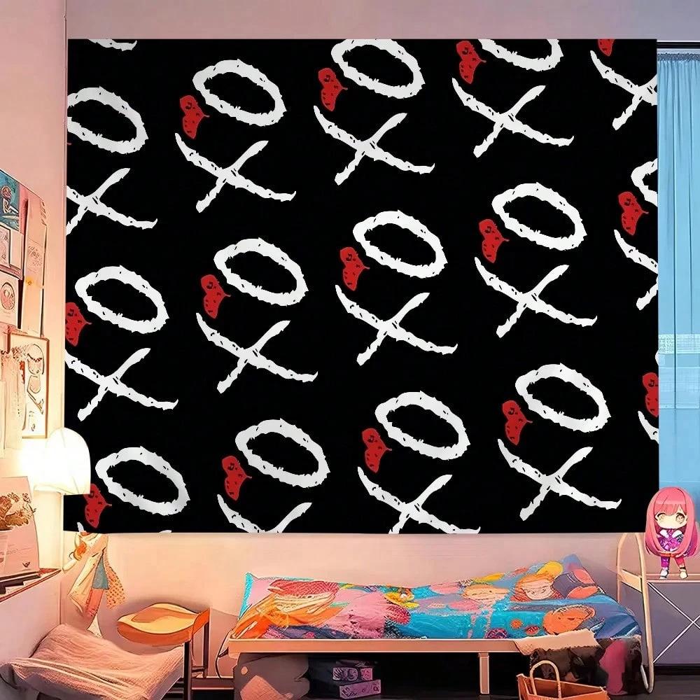 1 Stuk Urban Muziek Wandkleed - Polyester 2D Print The Weeknd Handtekening & Xo Ontwerp, Ideaal Voor Huisdecoratie & Verjaardagscadeau Voor R&B Fan 90X150cm