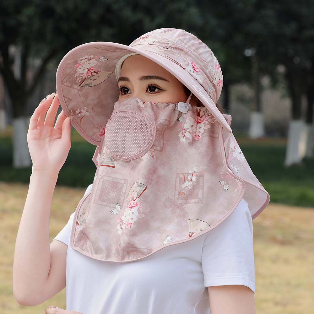 Anti-UV Mask Picking Tea Hat Flower Neck Protection Hat Sun Hat Sunshade Shawl Cap  Sport