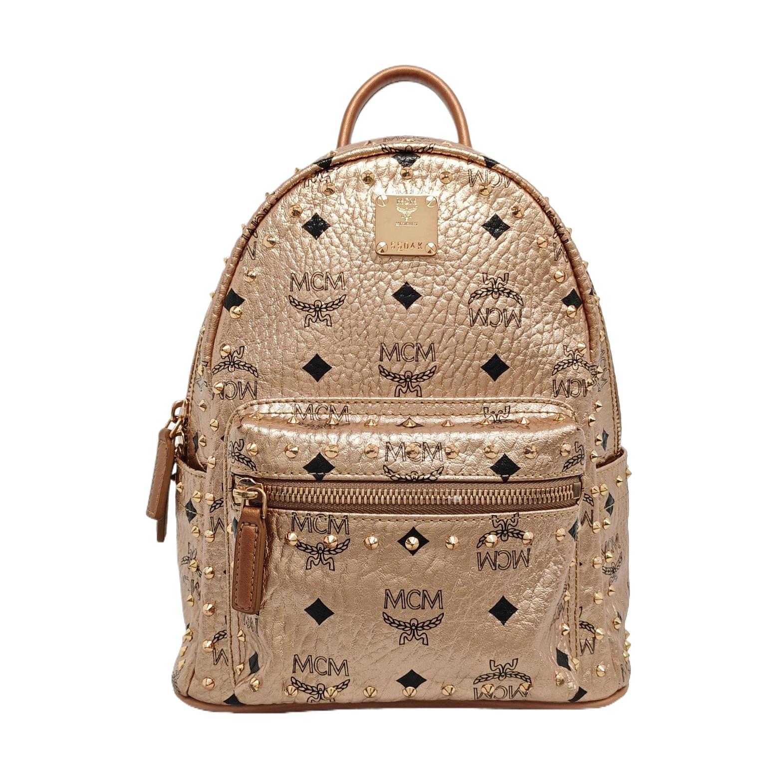 [Pre-Owned] Studded Monogram Print Leather Backpack - Good #WNWFI4 ONE SIZE