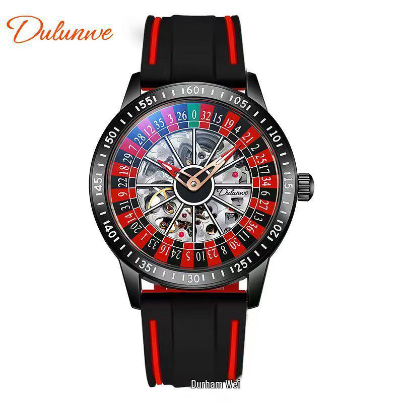 Beliebte Durenway Herren Automatikuhr mit Roulette-Drehteller – Wasserdicht, Leuchtend, Modisch.