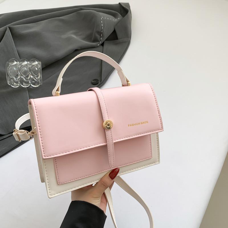Chic Color Block Vintage Small Square Handbag For Women With Single Shoulder Strap