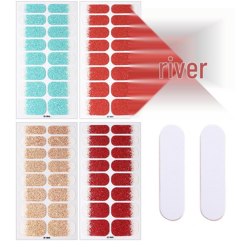 

Набор наклеек для ногтей Zhengxiang Solid Glitter - 16 блестящих самоклеящихся пленок с полным покрытием Nude nails + nail file
