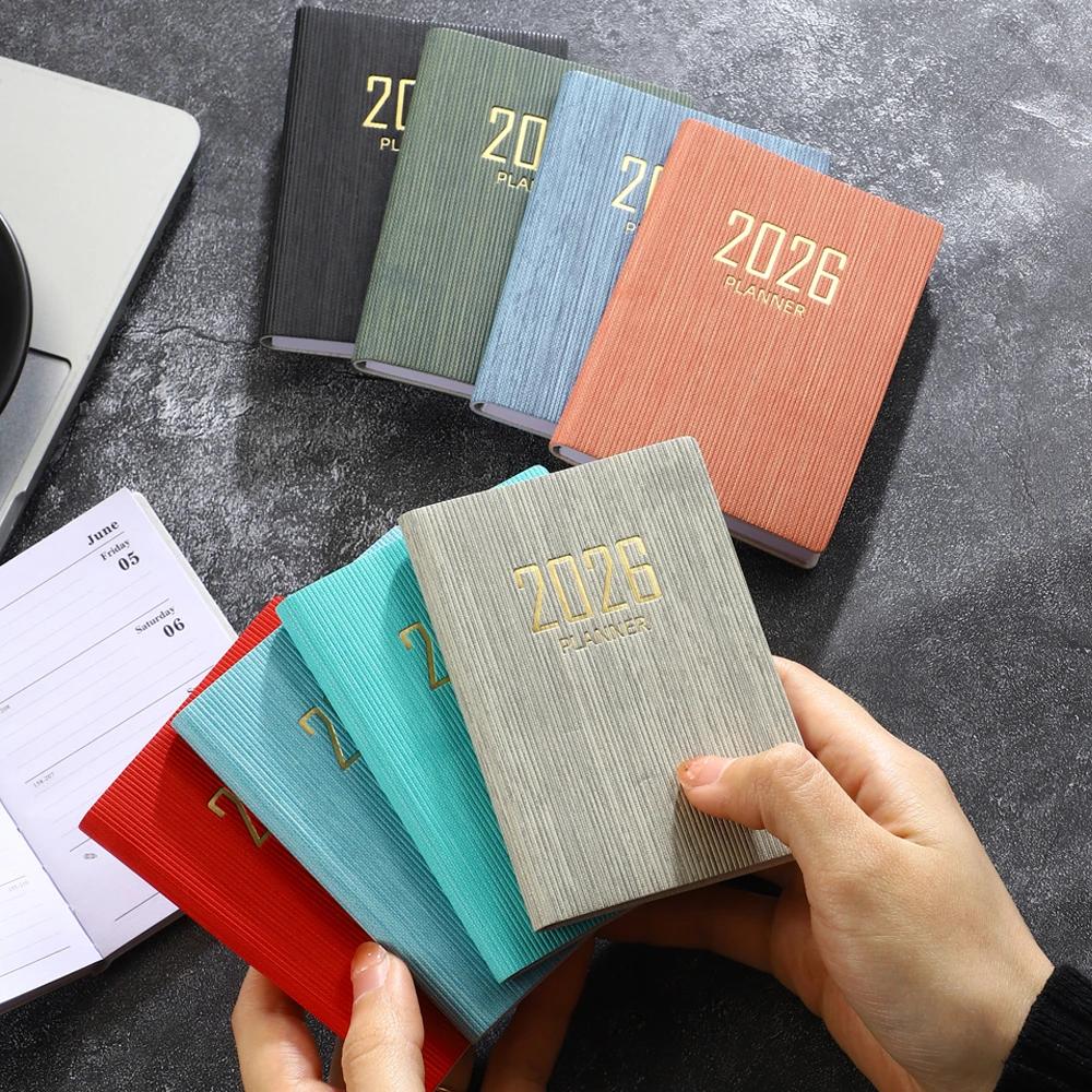 A7 specification 2026 English planner book, mini portable pocket daily schedule book, 64 sheets 128 page thin weekly calendar