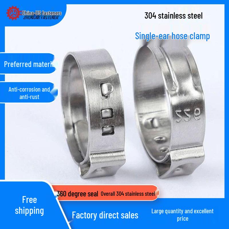 

Одновуха безступінчаста хомутна стяжка для шланга з нержавіючої сталі 304, швидкознімна, для з єднувача PEX 5.3-6.5