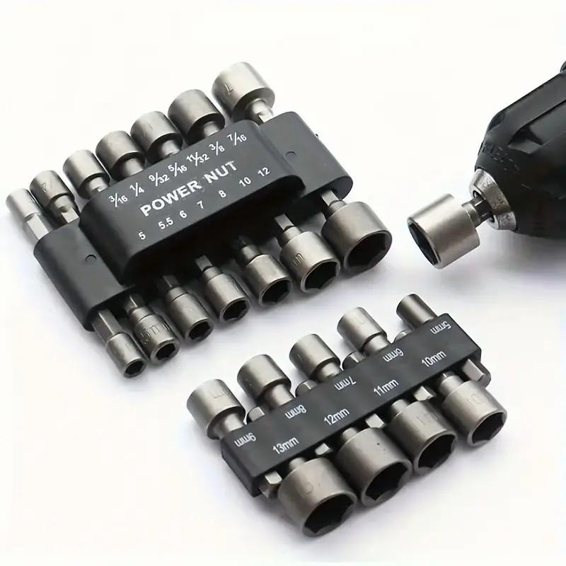 Non-Magnetic 9 & 14-Piece Socket and Hex Bit Set for Electric and Pneumatic Ratchets