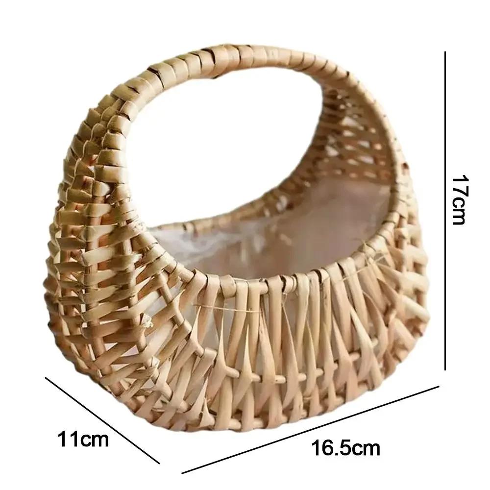 Weidenrattan Blumenmädchenkörbe Gelb Stabile Blumenarrangement-Körbe Geflochtene Körbe Picknick-Behälter Korb Halbmondkörbe