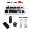 500/1500 M2 M2.5 M3 M4 M5 M6 M8 DIN913 304 Stainless Steel Black Hex Hexagon Socket Allen Flat Point Grub Bolt Set Screw Kit Box