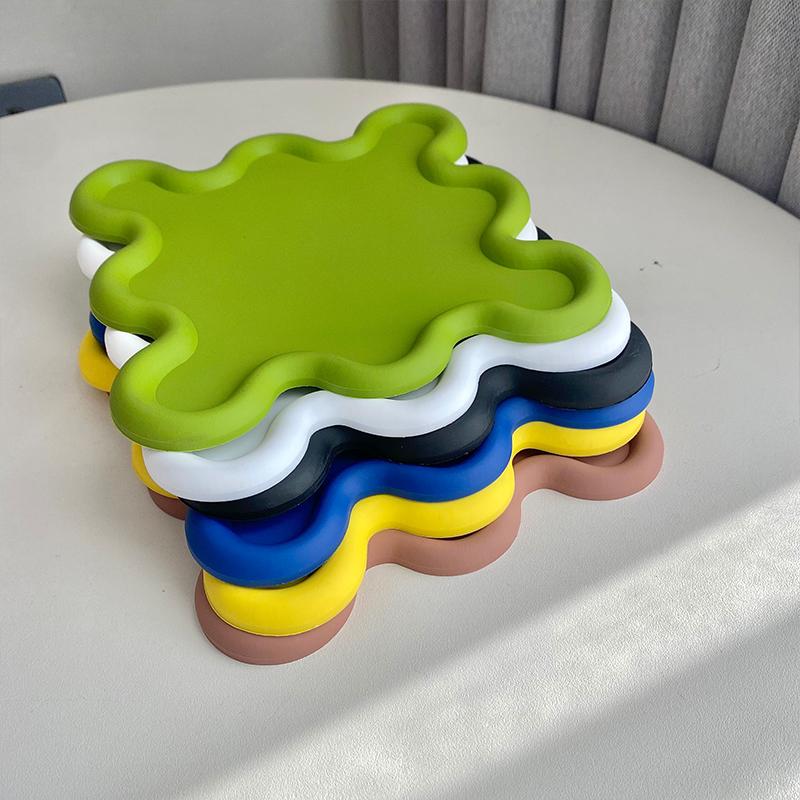 Nordic Style Irregular Storage Tray Sense Silicone Insulation Pad Coaster Thickened Placemat Square Home Desktop Decoration