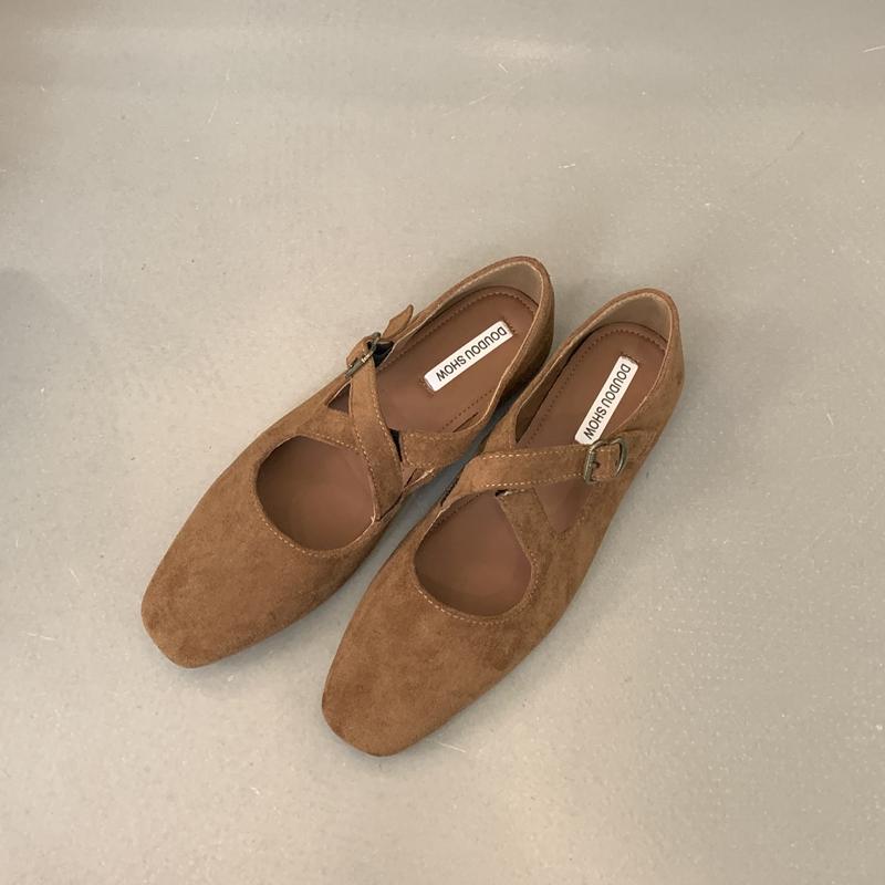 Fashion SUOJIALUN 2024 New Brand Women Flat Shoes Fashion Round Toe Ladies Elegant Red Mary Jane Shoes Soft Flat Heel Dress Ballerinas S