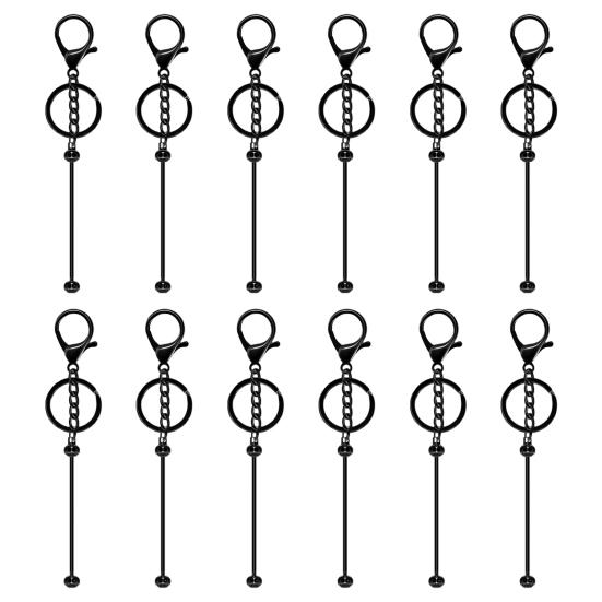 12Pcs DIY Beaded Key Chain Rust-Proof Durable Handmade Keychain Pendants Classroom Reward Keychain Crafting Tools