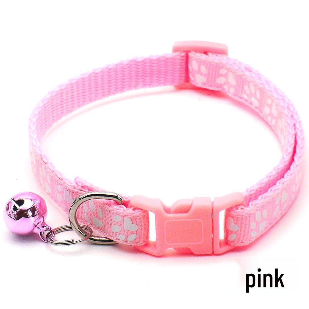 Adjustable Safety Pet Collar with Bell and Dog Paw Pattern for Cats & Dogs