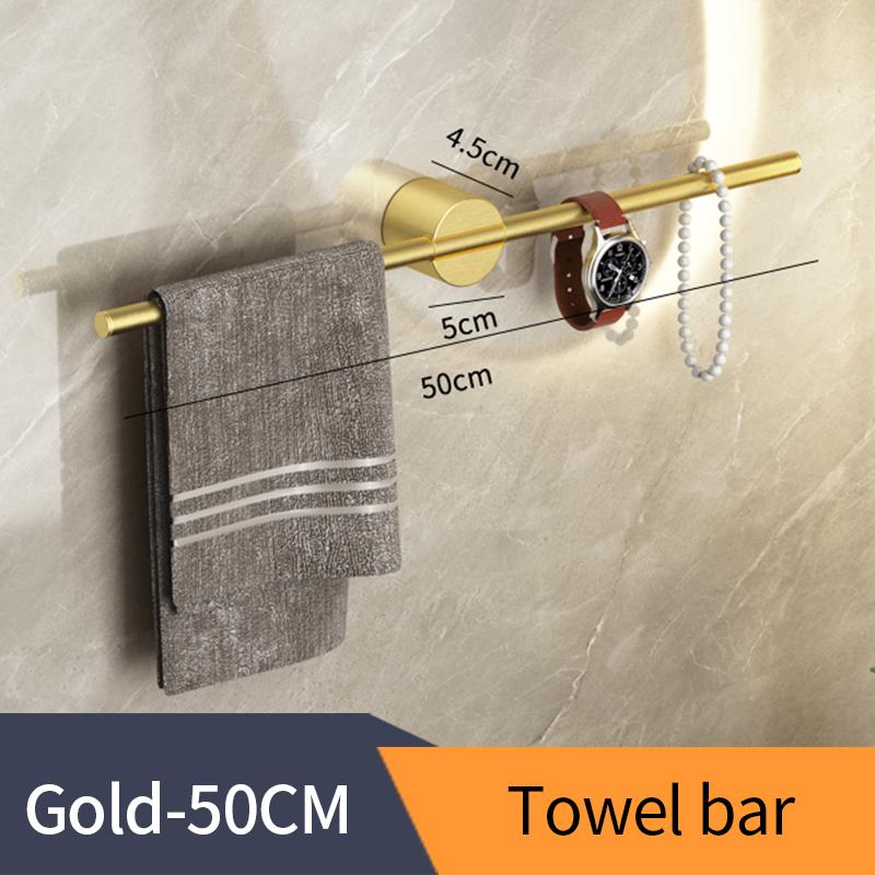 Black Towel Holder Aluminium Alloy Bathroom Towel Hanger Waterproof Towel Bar SS Gold Rack Shelf Accessories 811783