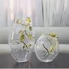 Glass Vase Crack Round Glass Vase Golden Embossed Flower Hydroponic Accessories Terrarium Home Decoration Accessories