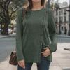 ZANZEA Women Casual O-neck Long Sleeve Split  Hem Knitwear Blouse