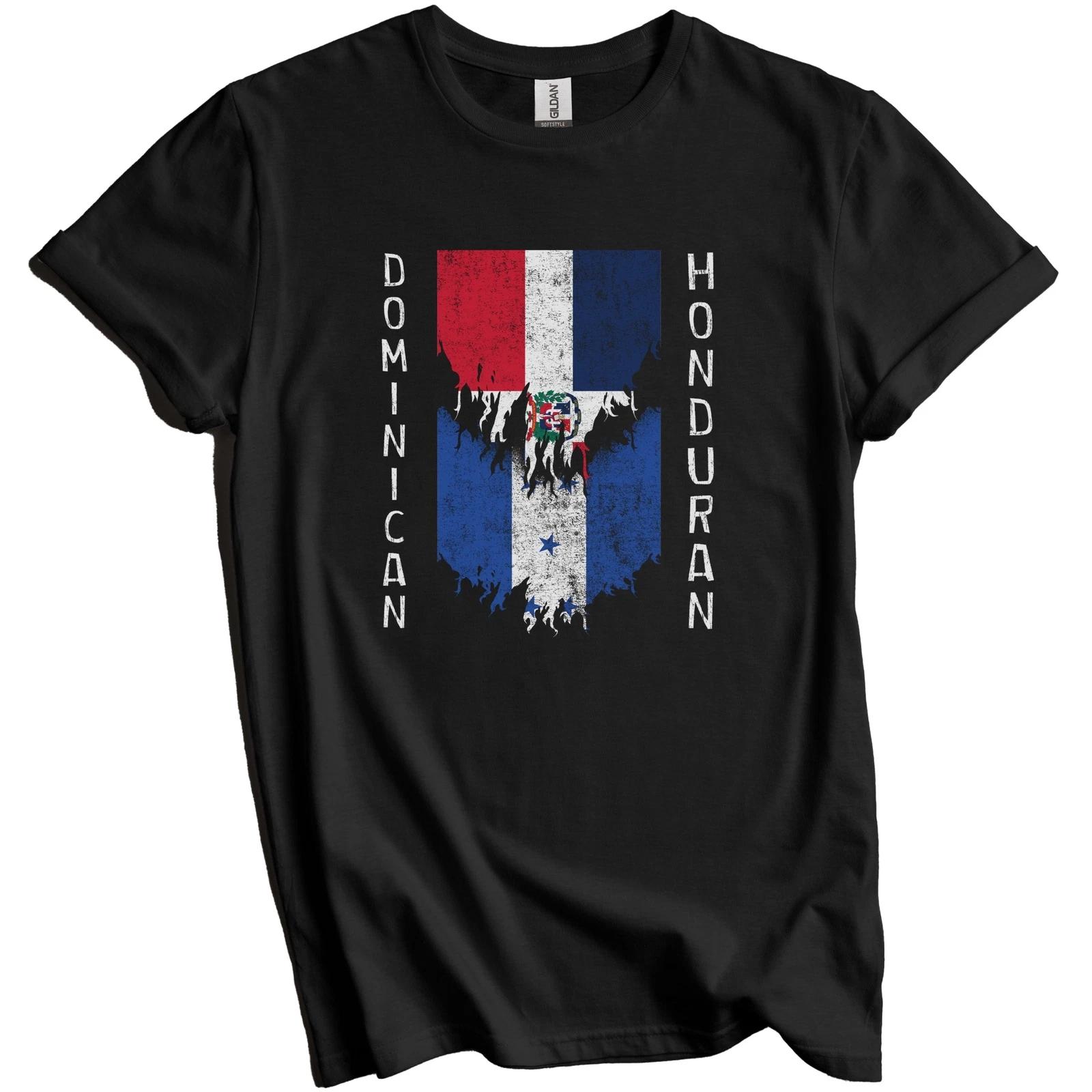 Dominican Honduran Flags Ripped Torn Dominican Republic Honduras T-Shirt 4XL